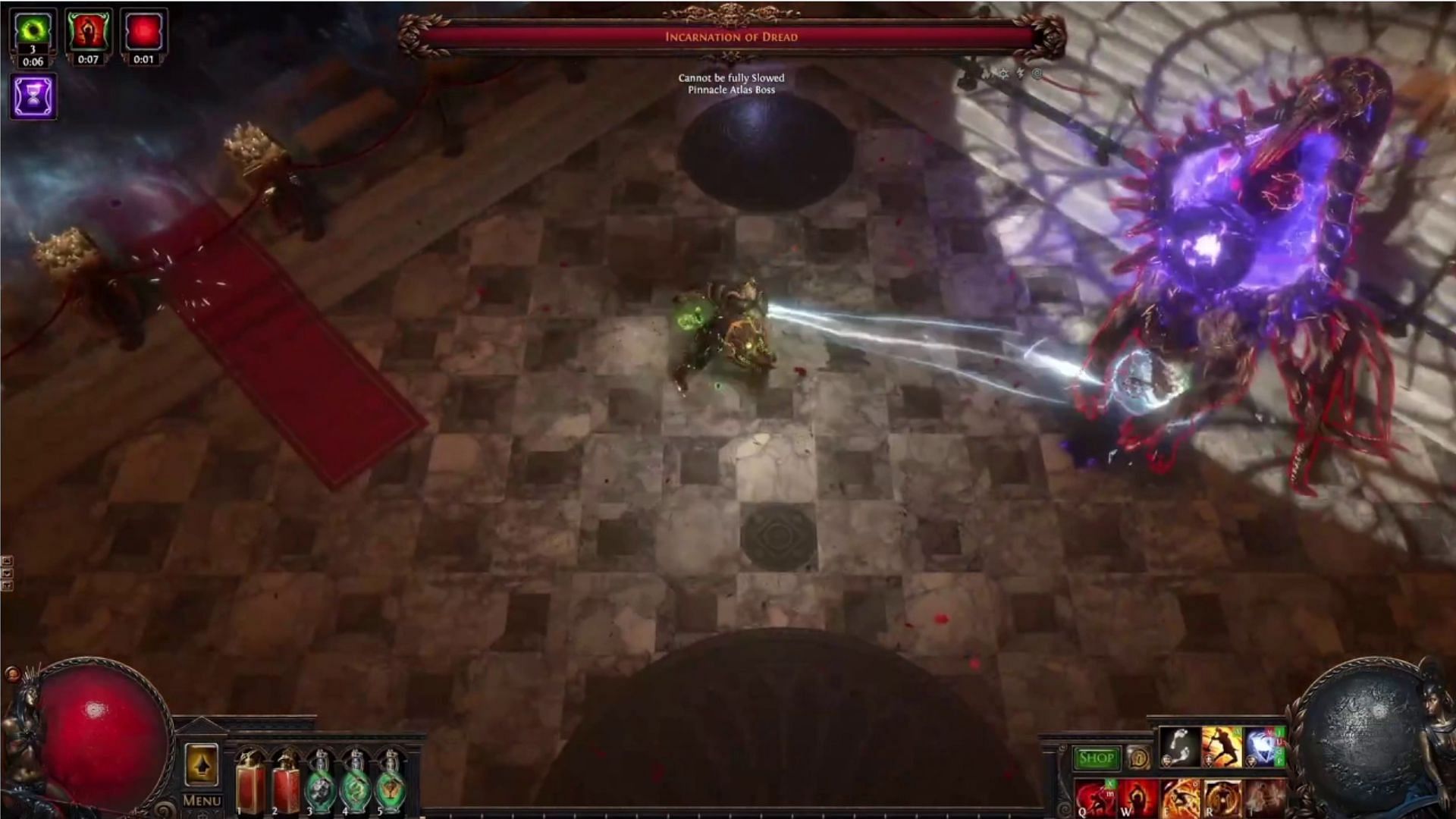 Incarnation of Dread pinnacle boss fight in Path of Exile (Image via Grinding Gear Games)